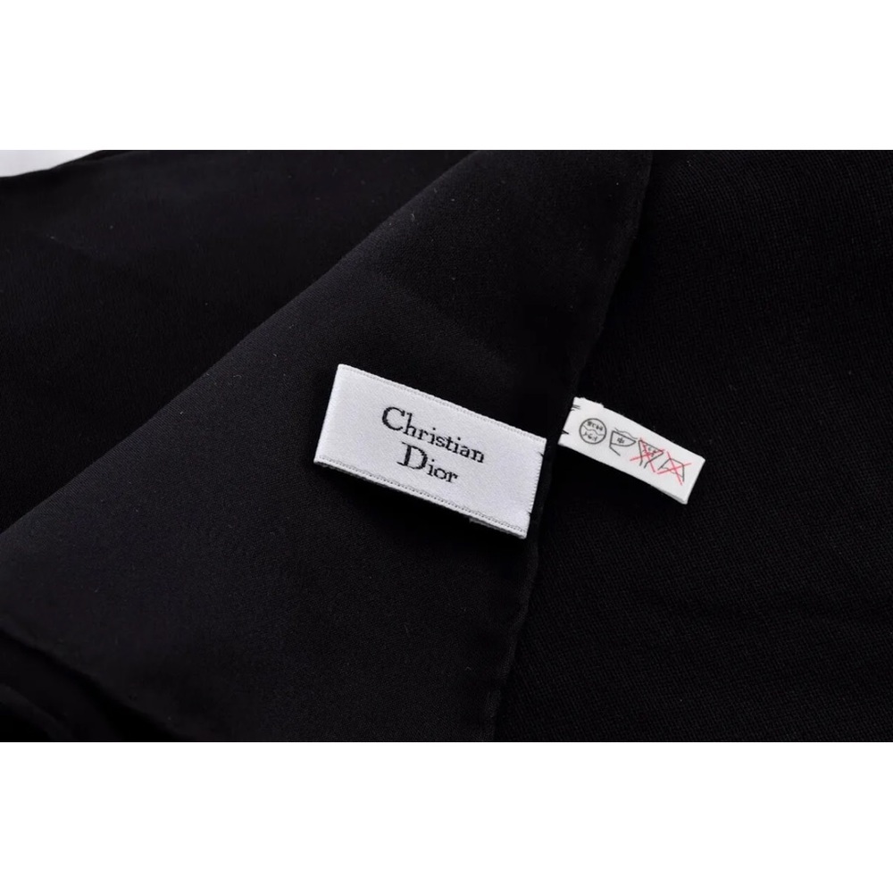Christian Dior Scarf Bandana Silk 100% Black 88×88cm (35inches)Authentic - Picture 12 of 12